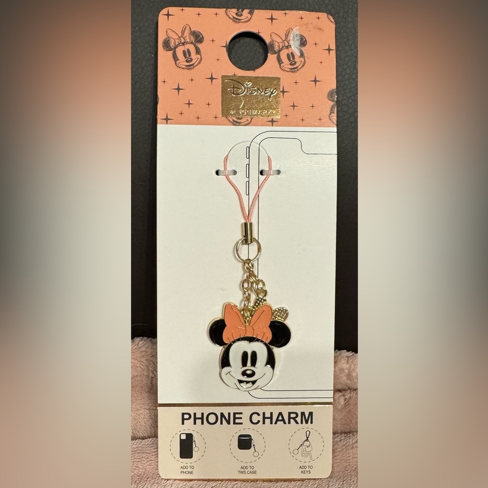 Primark Minnie Mouse Phone Charm - Orange and Black NWT